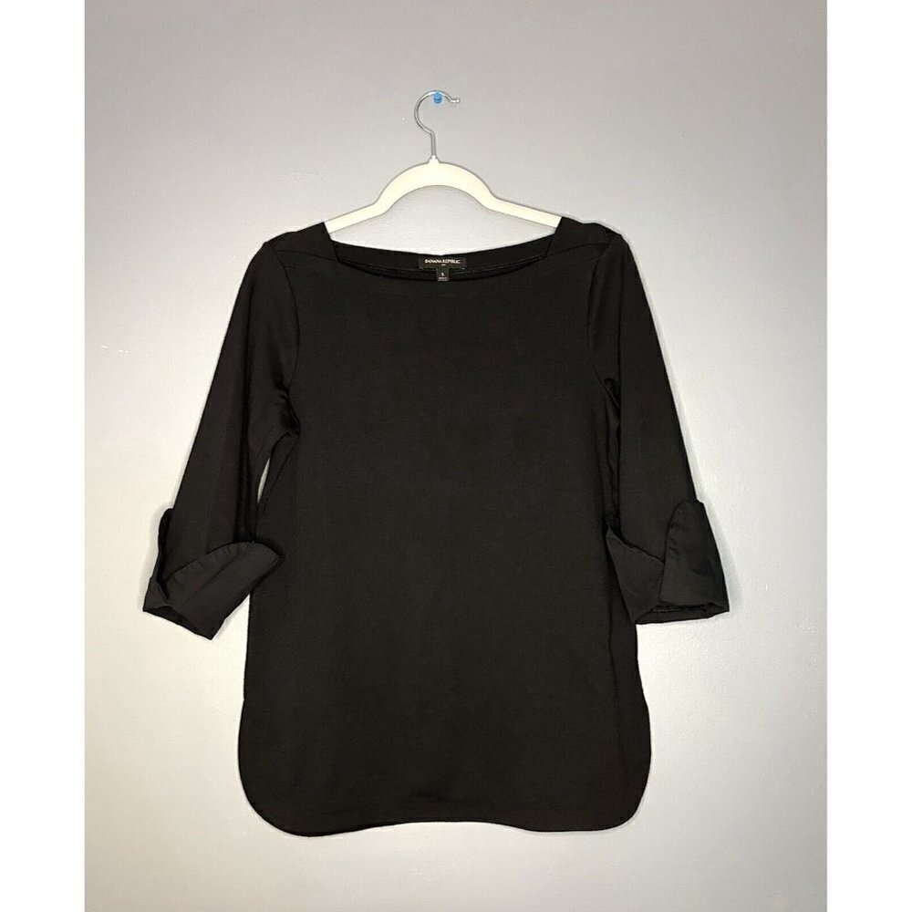 Banana‎ Republic Sweater Womens S Black 3/4 Cuff Sleeve Classic Career Blouse